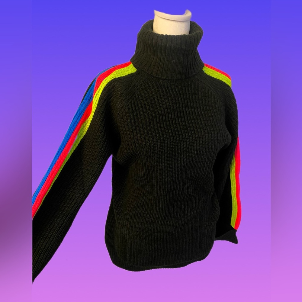 Future Collective multicolored rainbow striped turtleneck sweater size small